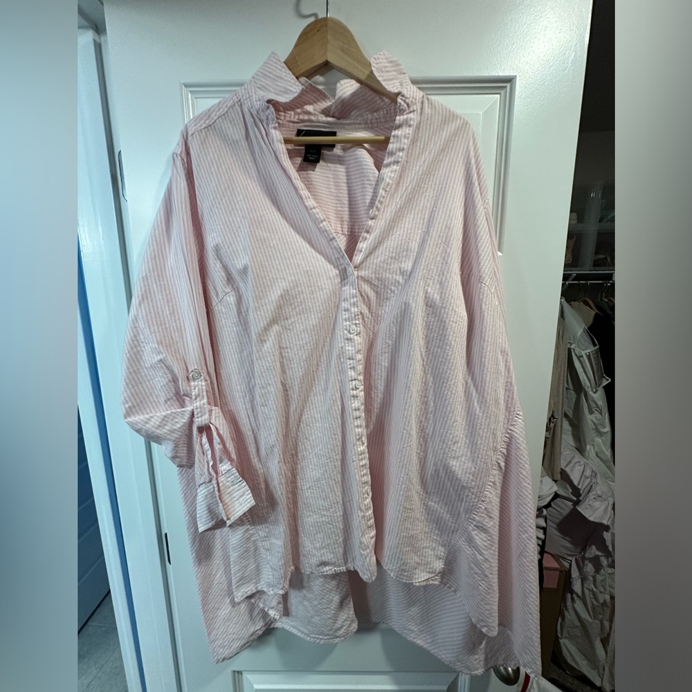 Lane Bryant Pink Boyfriend Shirt